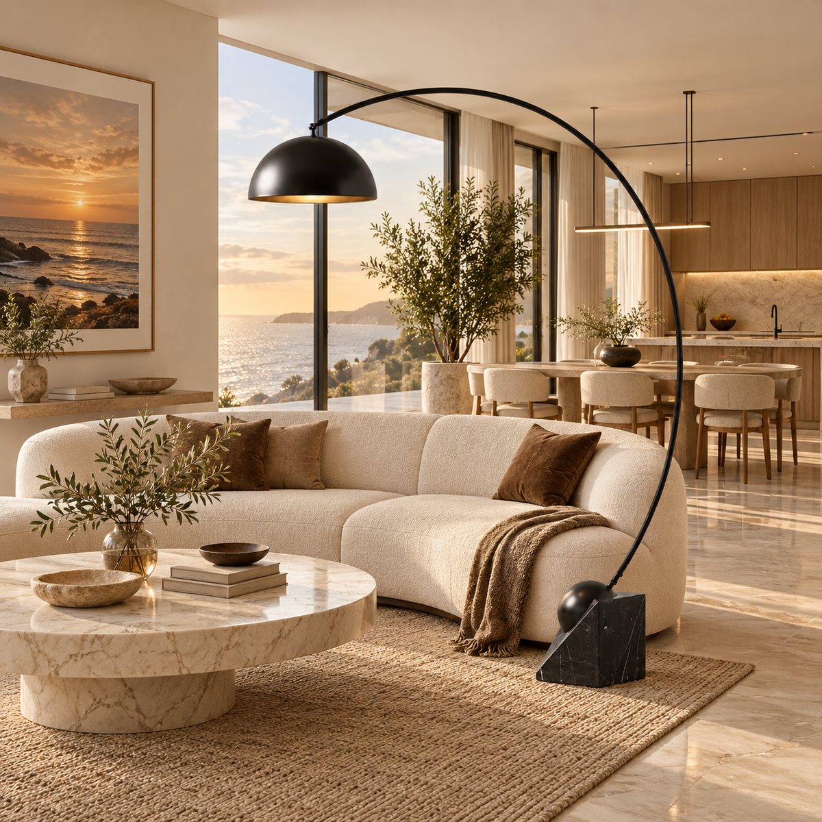 Floor Lamp with Marble Base